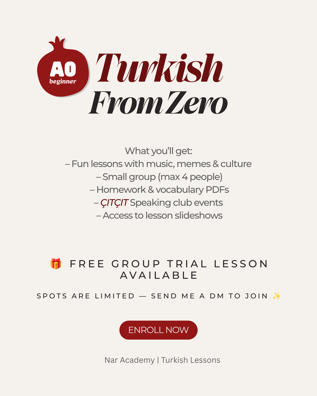 Learn Turkish From Zero - A0 Turkish Course by Nar Academy