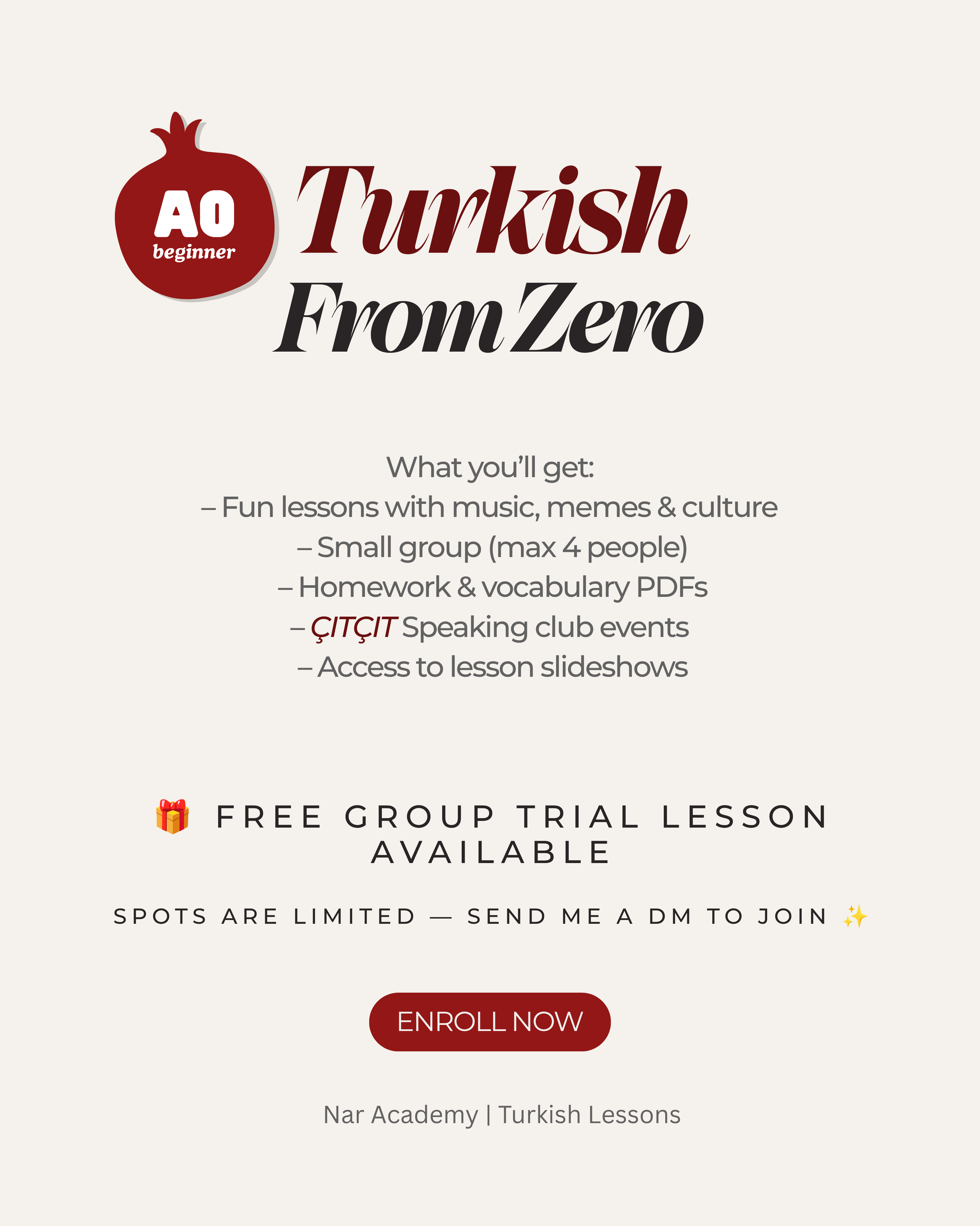 Learn Turkish From Zero - A0 Turkish Course by Nar Academy