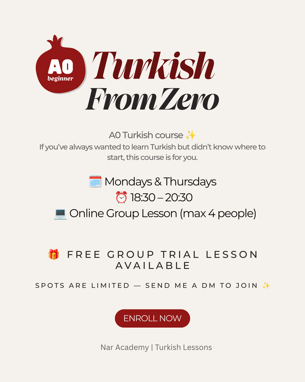 Learn Turkish from Zero - A0 Turkish Course by Nar Academy