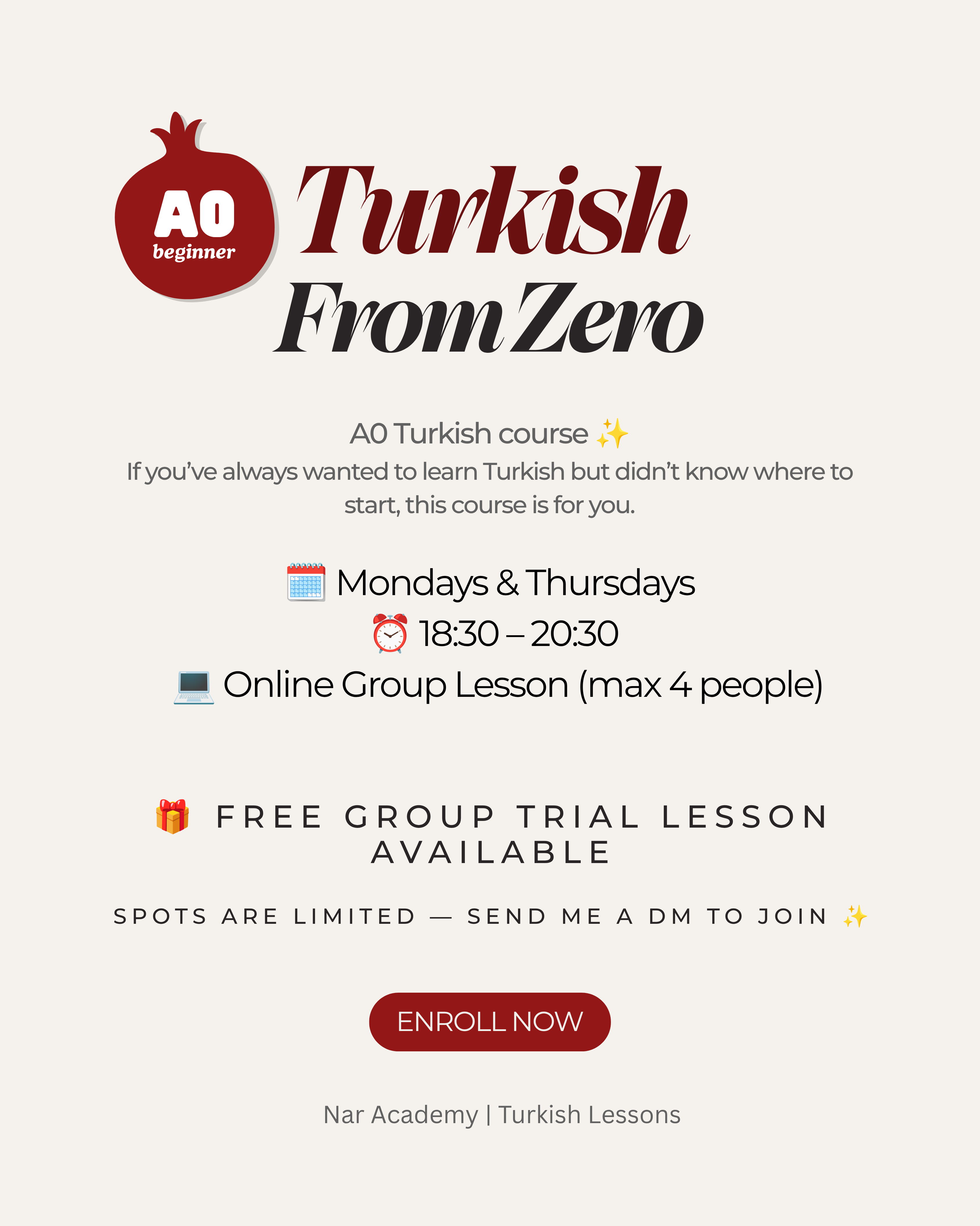Learn Turkish from Zero - A0 Turkish Course by Nar Academy
