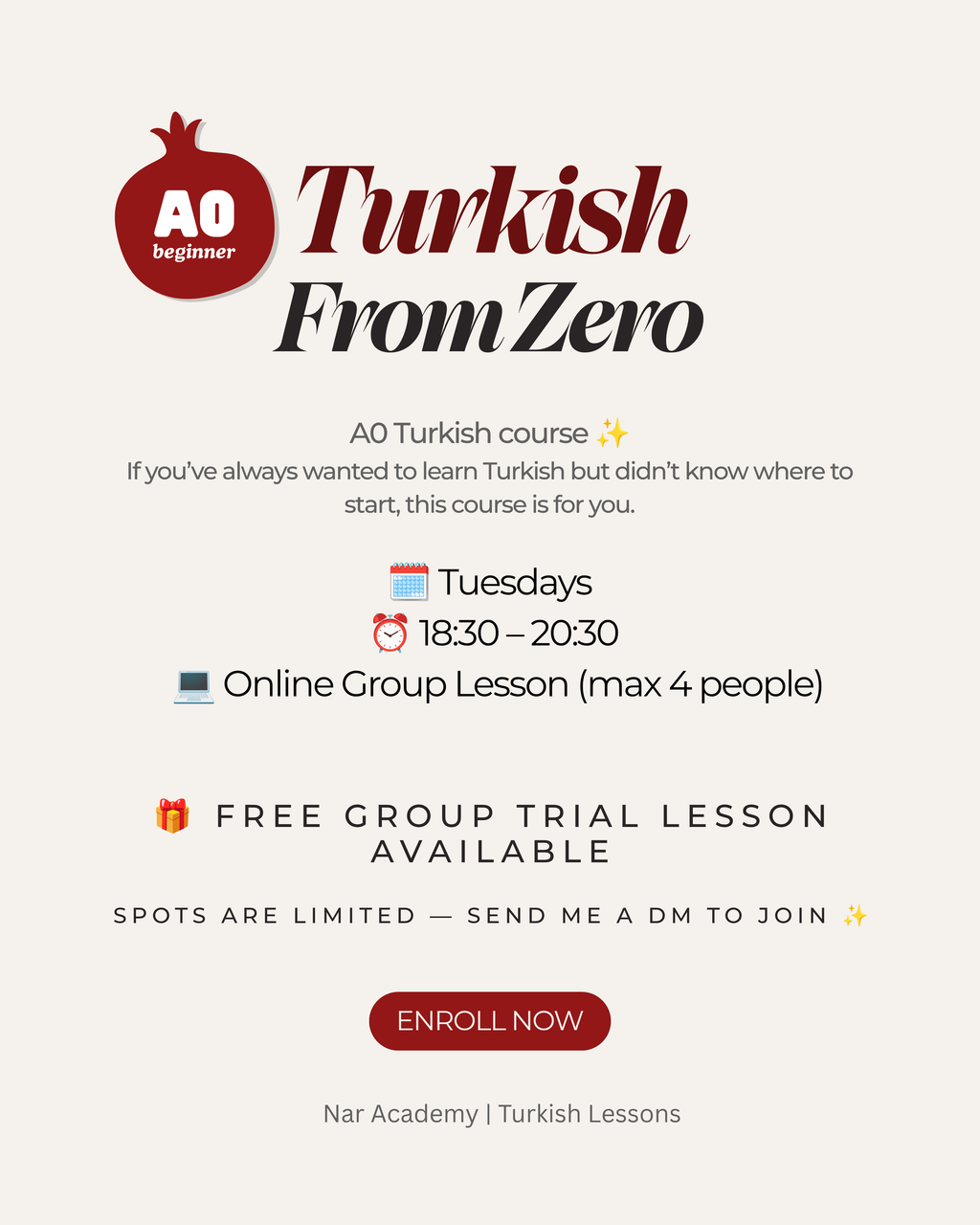 Learn Turkish From Zero - A0 Turkish Course by Nar Academy